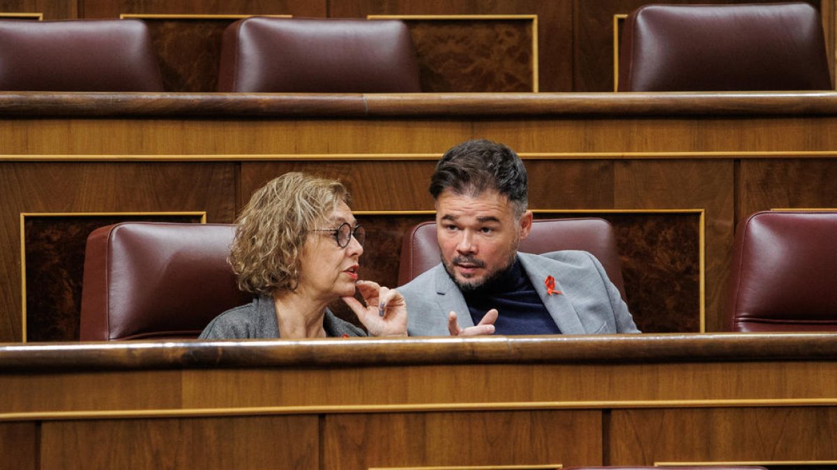 El portaveu d'Esquerra Republicana (ERC) al Congrés, Gabriel Rufián, durant una sessió plenària al Congrés dels Diputats.