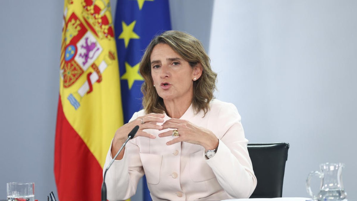 La vicepresidenta tercera i ministra per a la Transició Ecològica i el Repte Demogràfic, Teresa Ribera, intervé durant una roda de premsa posterior al Consell de Ministres.