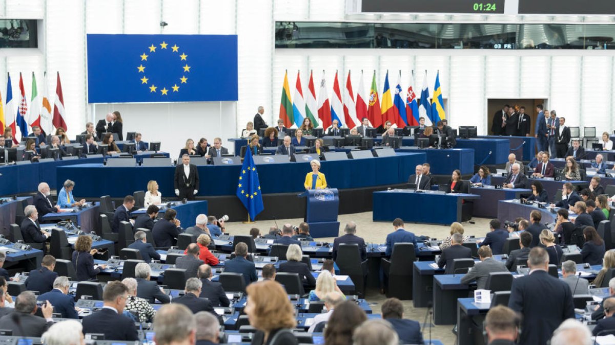 El Parlamento Europeo en Estrasburgo, durante el debate sobre el estado de la Unión Europea.