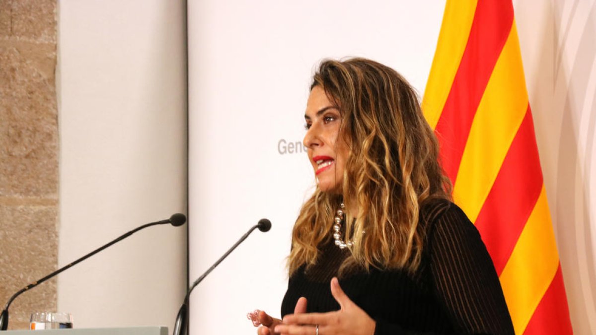 La portaveu del Govern, Patrícia Plaja, en roda de premsa.