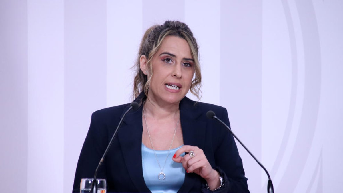 La portaveu del Govern, Patrícia Plaja, durant una roda de premsa posterior a la reunió del Consell Executiu.
