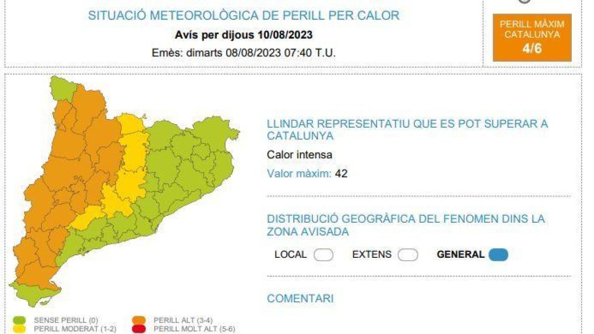 Alerta per calor dimecres al Pirineu i dijous pujaran més les temperatures al pla de Lleida