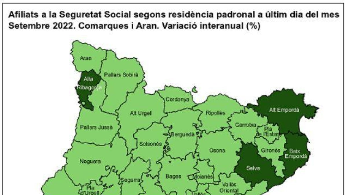 Afiliats a la Seguretat Social segons residència padronal a últim dia del mes de setembre.