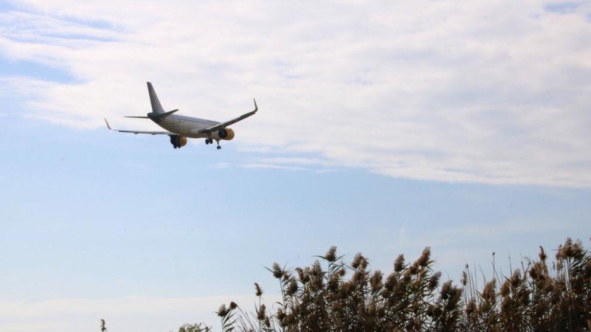 Un avión sobrevolando el delta del Llobregat.
