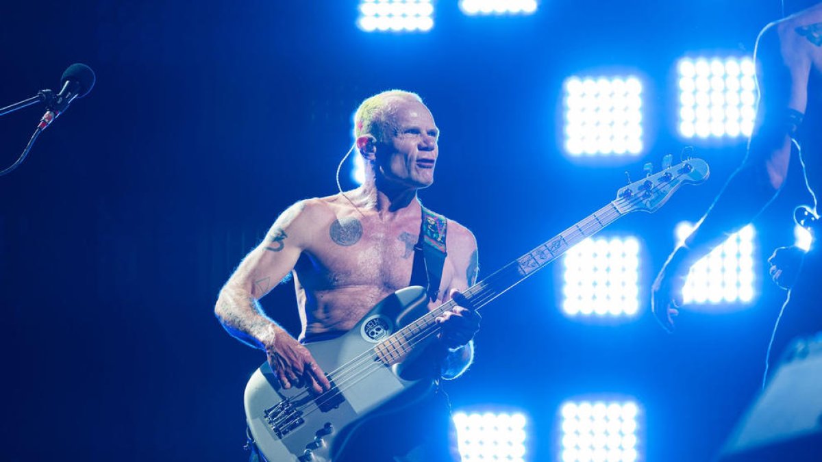 Flea, el baixista dels Red Hot, dimarts en ple concert a Barcelona.