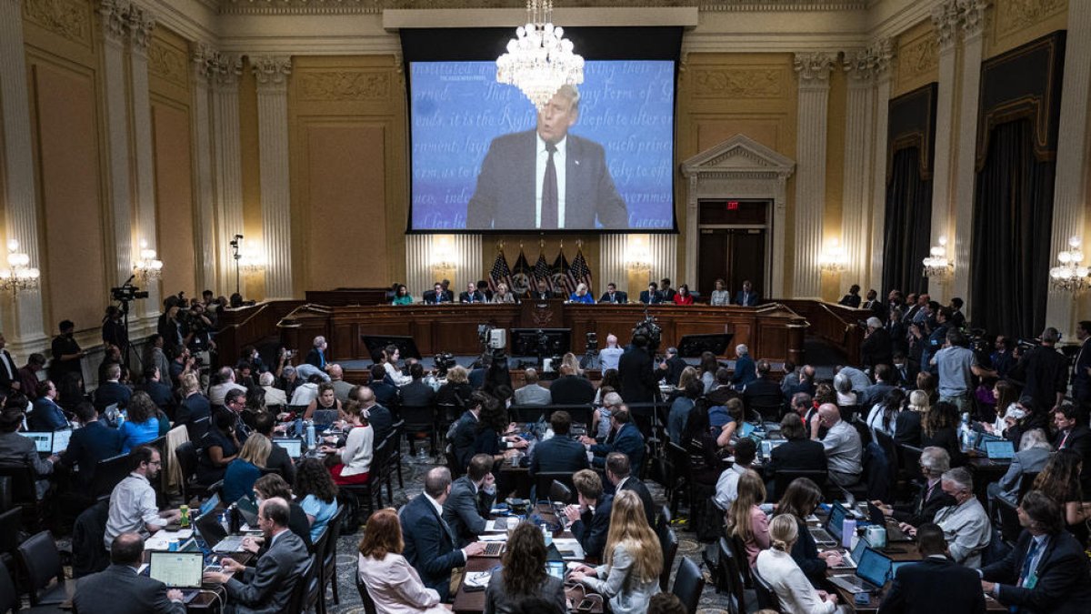 Vista general de la audiencia del comité que investiga el asalto al Capitolio estadounidense, el jueves.