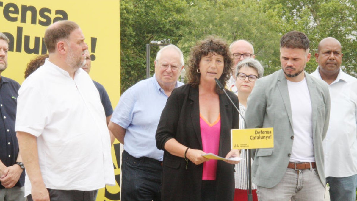 La número dos de ERC en el Congreso de los Diputados, Teresa Jordà, en un acto electoral en Barcelona.