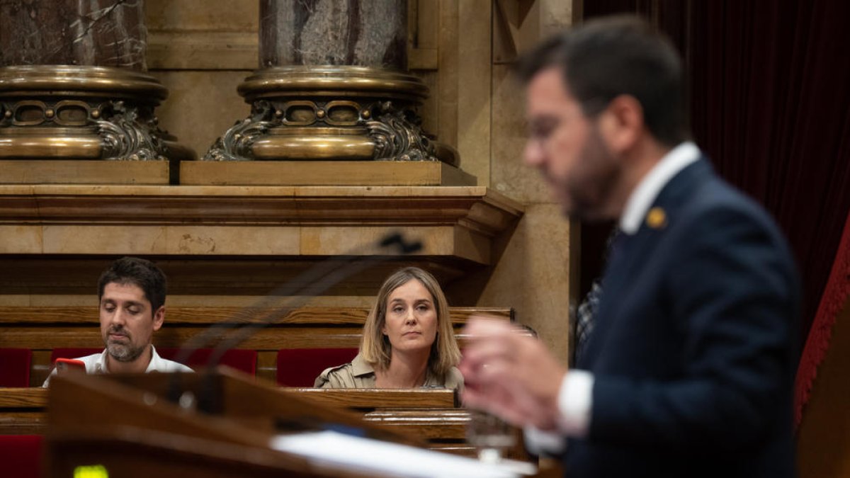 El president, Pere Aragonès, i la líder dels comuns, Jéssica Albiach, en una foto d’arxiu.