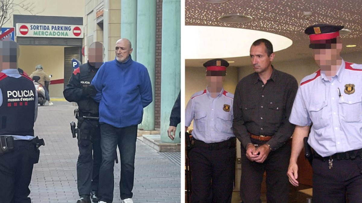 Moment de la detenció de Mario Casterás dilluns a la tarda després de l'atracament al supermercat i del judici que va tenir lloc el 2002 a l'Audiència de Lleida.