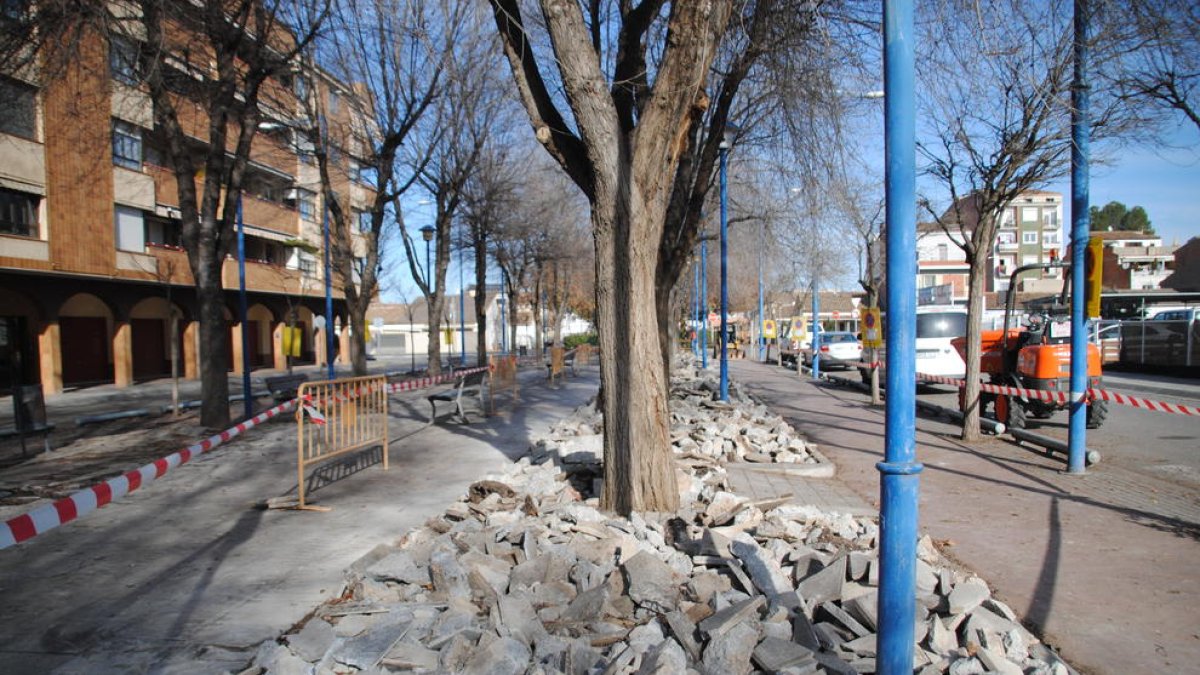 Los trabajos en la avenida. 