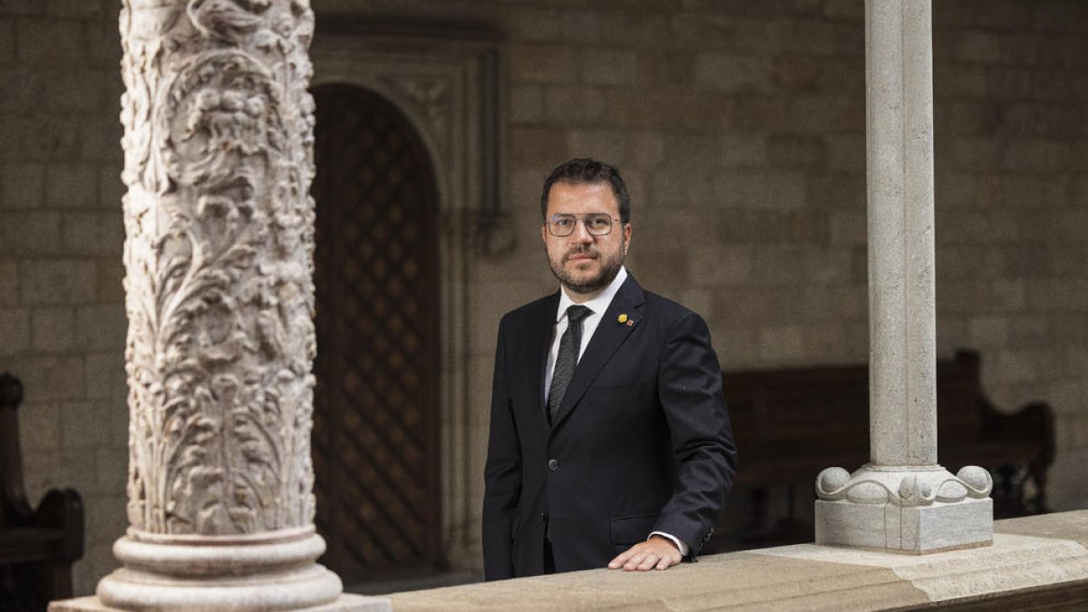 El president Pere Aragonès, en el Palau de la Generalitat.