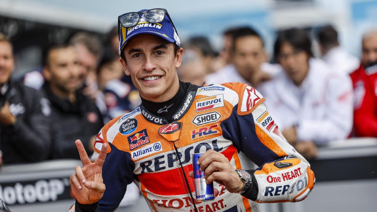 Marc Márquez es mostrava així de feliç a l’acabar la qualificació després del seu segon millor registre.