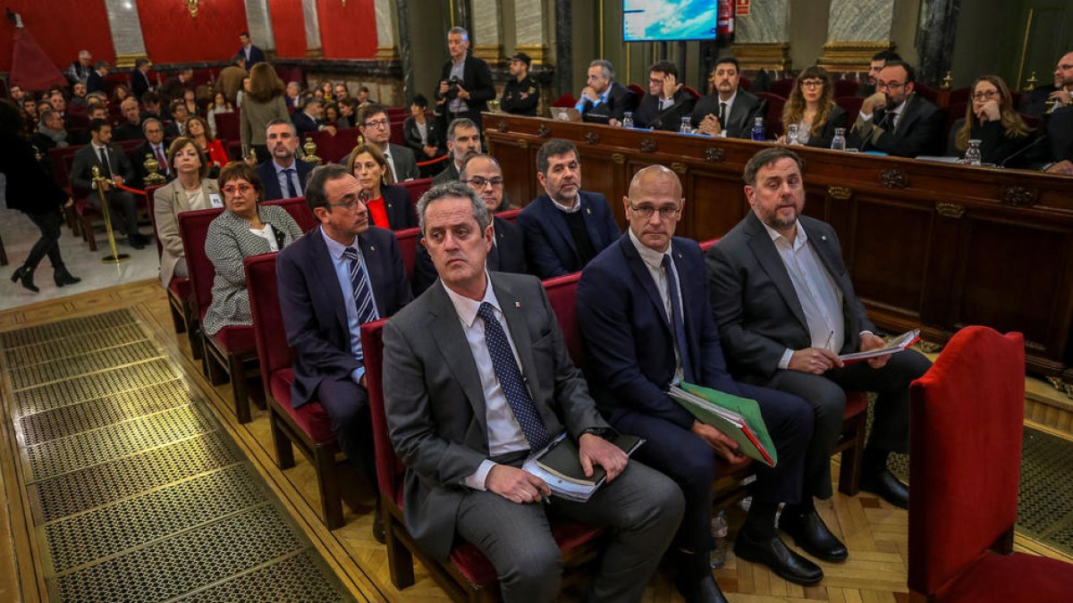 Els nou condemnats pel procés durant la celebració del judici al Tribunal Suprem.