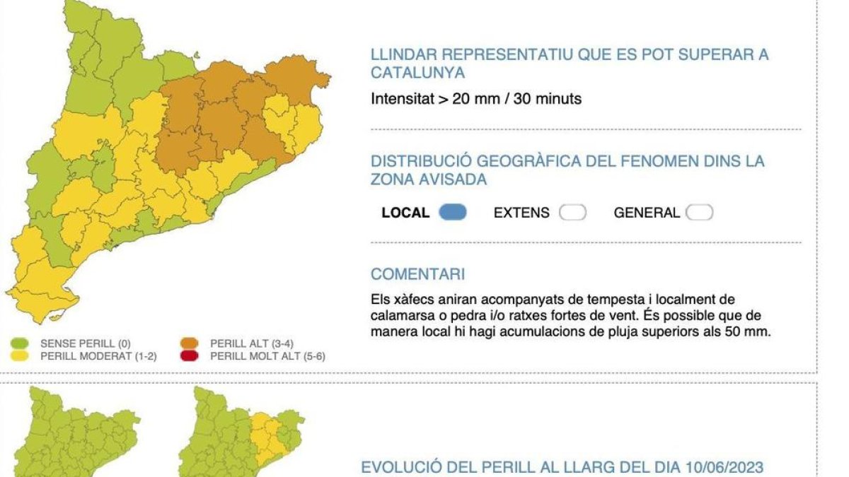 Alerta per tempestes fortes aquest dissabte a la tarda a la Catalunya Central i comarques de Girona
