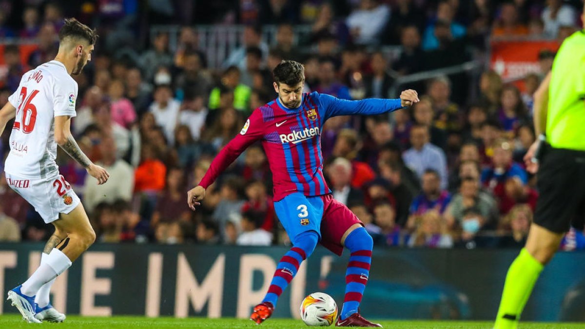 Gerard Piqué, durant un partit d’aquesta temporada.