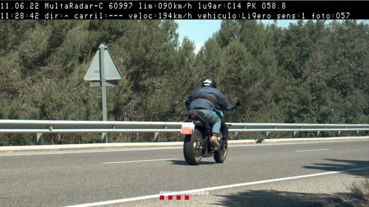 El motorista denunciat per excés de velocitat a Ciutadilla.