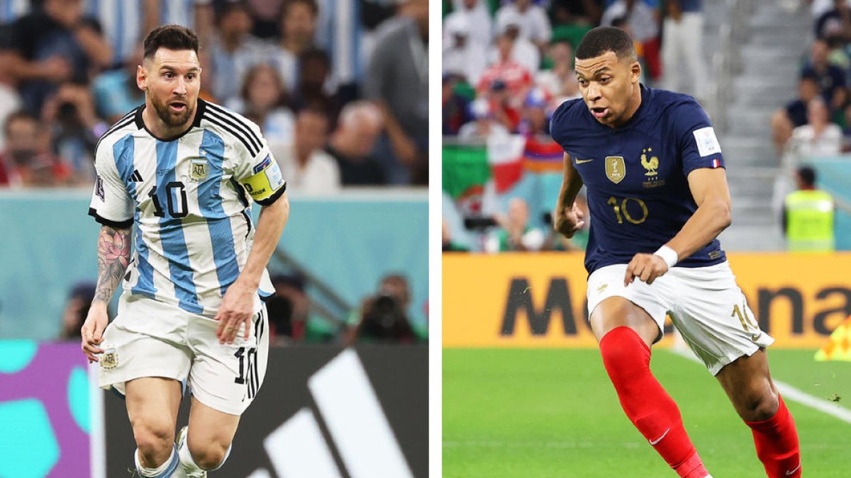 Leo Messi y Kylian Mbappé, las estrellas de Argentina y Francia, se verán las caras hoy en la final.