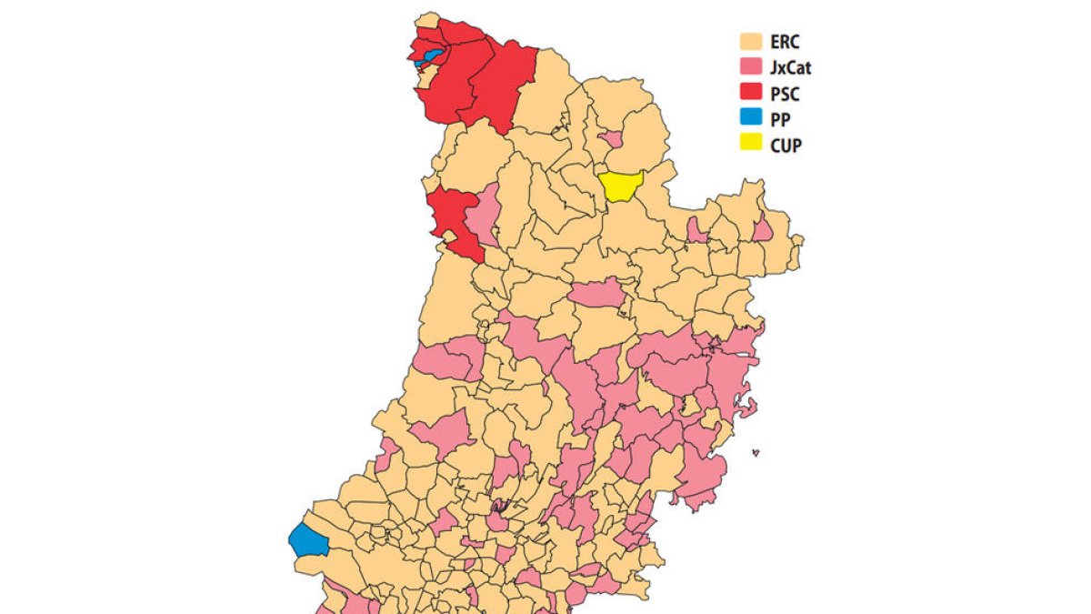 El PP i la CUP, els colors discordants del mapa de Lleida