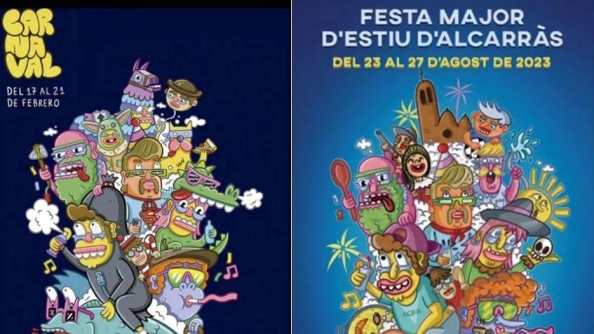 Els cartells del carnaval de Burgos 2023 i de la festa major d'estiu d'Alcarràs