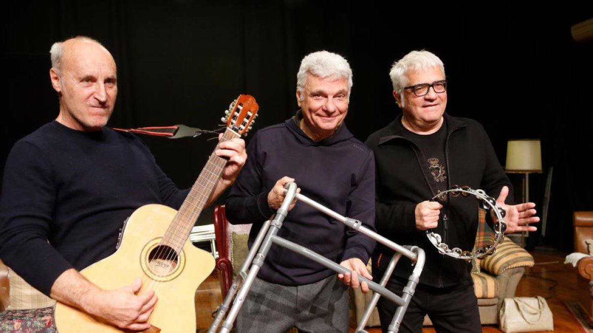 Els actors de Tricicle, Joan Gràcia, Carles Sans i Paco Mir.