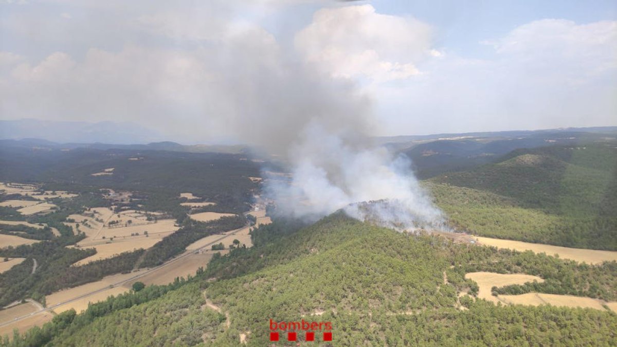 La columna de humo del incendio de Altés.