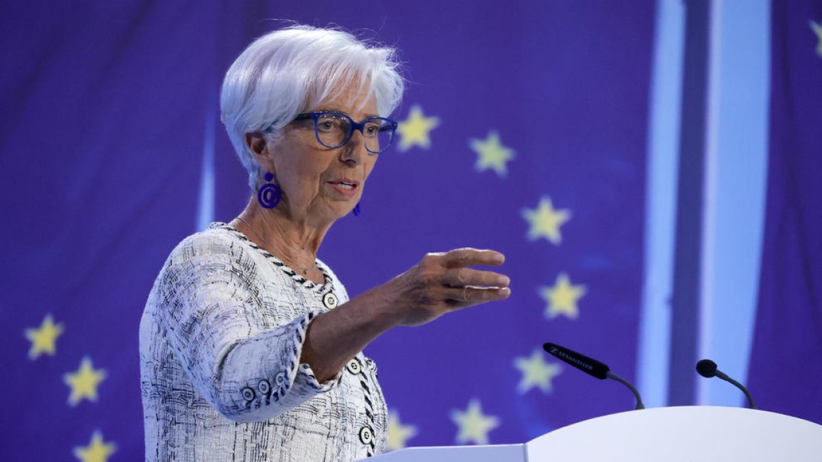 Christine Lagarde, tras la reunión del BCE, ayer.