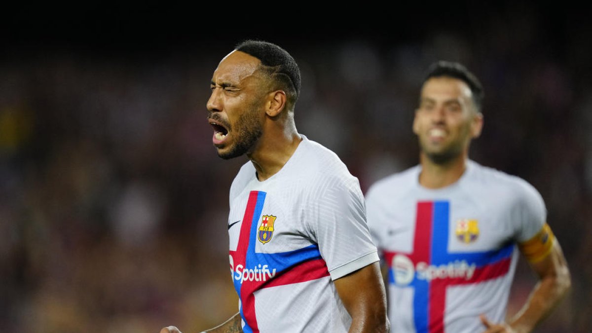 Aubameyang, durante el partido benéfico ante el City.