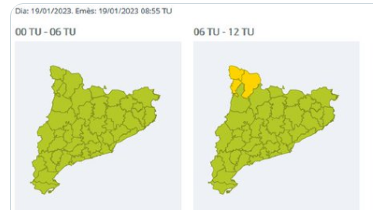 El risc de nevades augmentarà a mesura que avanci la tarda.