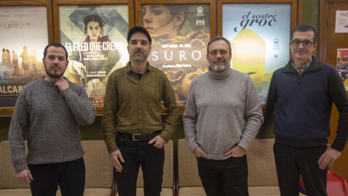 Gurrea y Folguera (centro), ayer con el concejal Carlos Vílchez y Pere Aumedes, del Circuit Urgellenc.