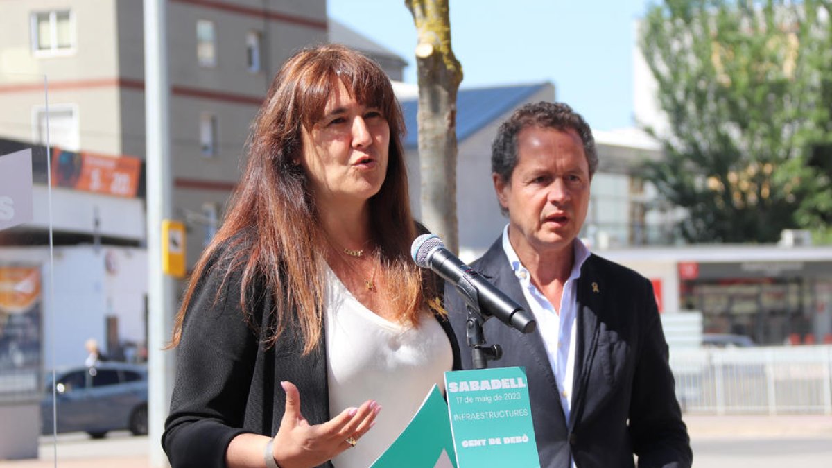 La presidenta de Junts, Laura Borràs, ahir en un acte a Sabadell.