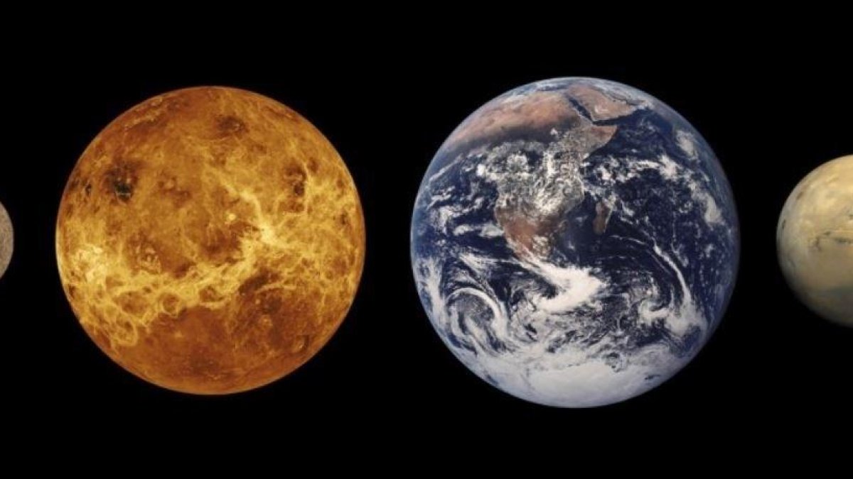 Els quatre planetes terrestres: Mercuri, Venus, Terra i Mart.