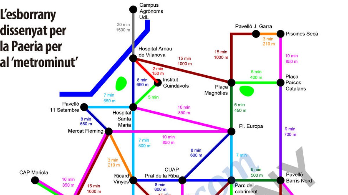 Mapa per anar a peu per la ciutat de Lleida