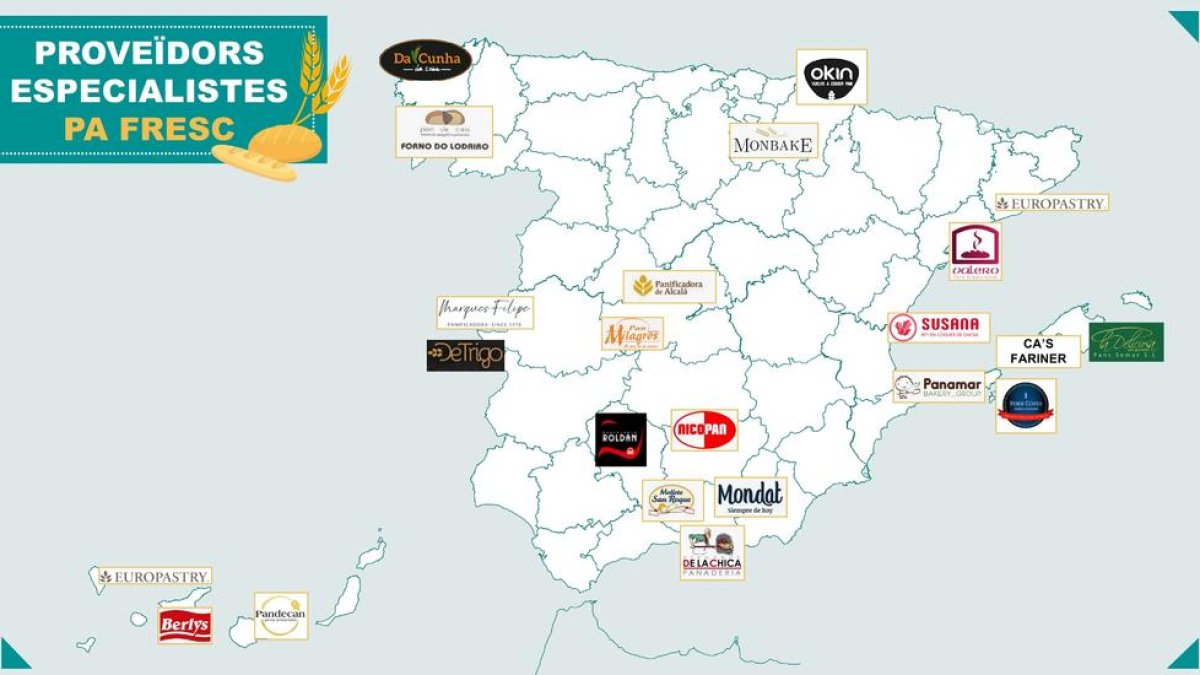Mapa de proveedores de pan de Mercadona.