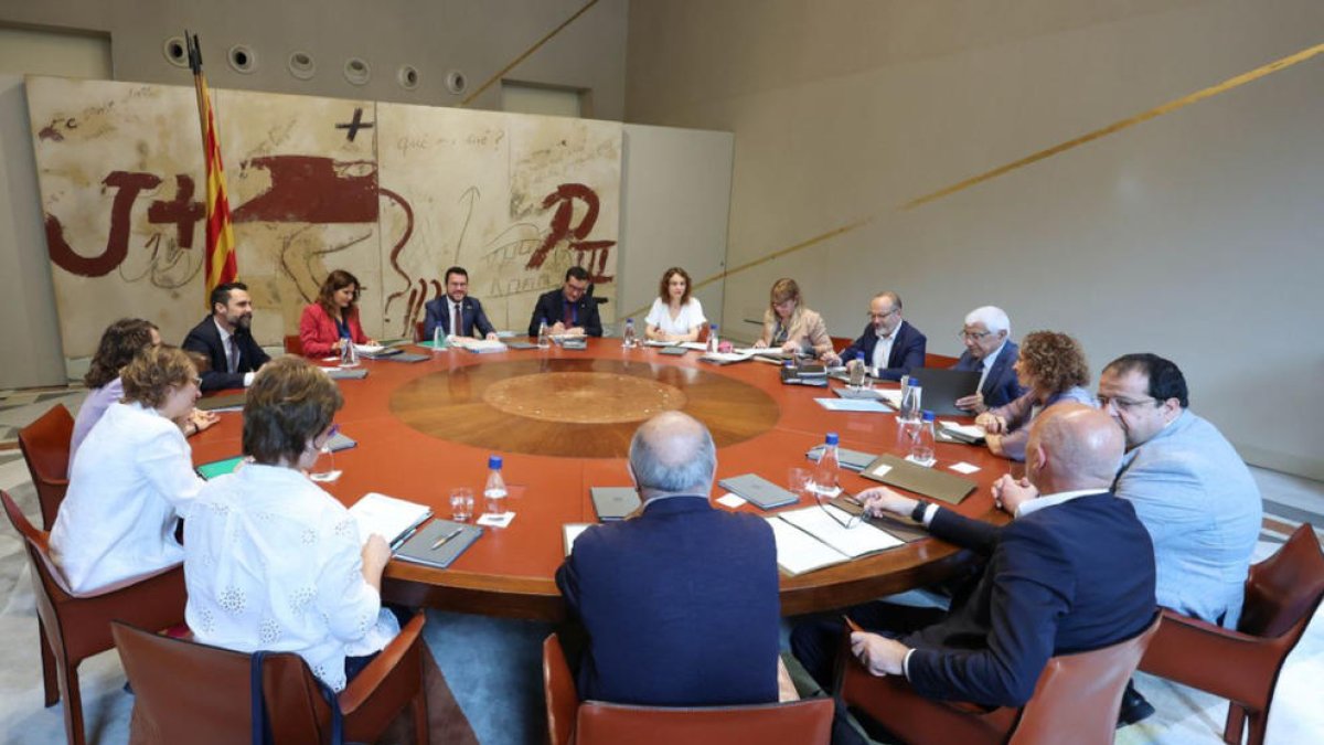 El president de la Generalitat, Pere Aragonès, encapçala la reunió setmanal del Consell Executiu del Govern.