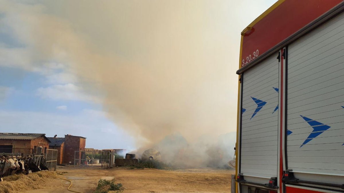 Un foc va calcinar ahir completament un paller a Vila-sana.