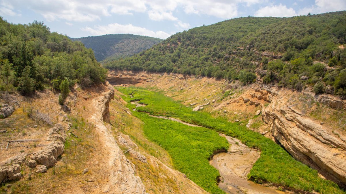 El pantano de Canelles, en la zona de Finestres, almacena en la actualidad 96 hectómetros cúbicos aunque tiene una capacidad para 679 y se encuentra al 14,17%.