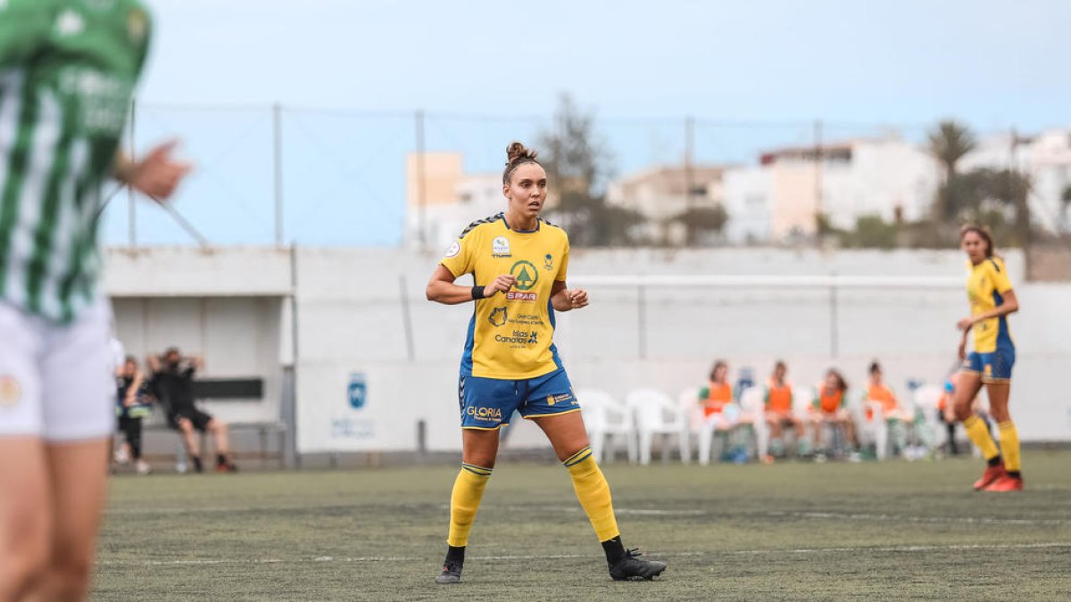 Yiyi, durante un partido de esta temporada en el Femarguín.