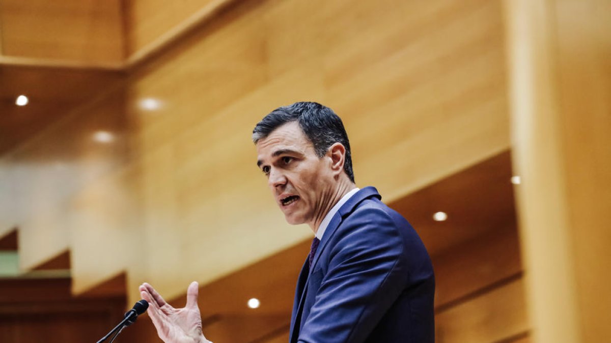 El president del Govern espanyol, Pedro Sánchez, compareix davant del Ple del Senat aquest dimarts.