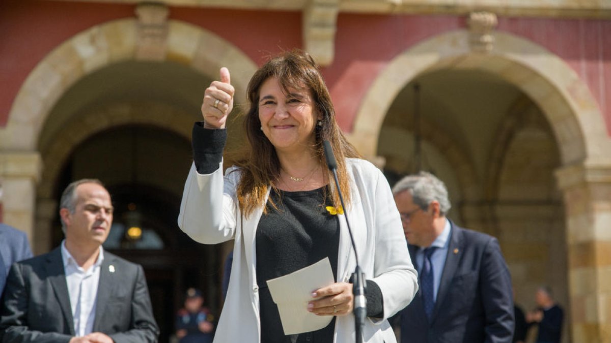 La presidenta de Junts, Laura Borràs, en una imatge presa després de conèixer-se la sentència del TSJC.