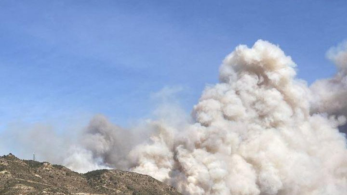 Bomberos de la Generalitat y de Aragón trabajan en un incendio entre Mequinenza y la Granja d'Escarp