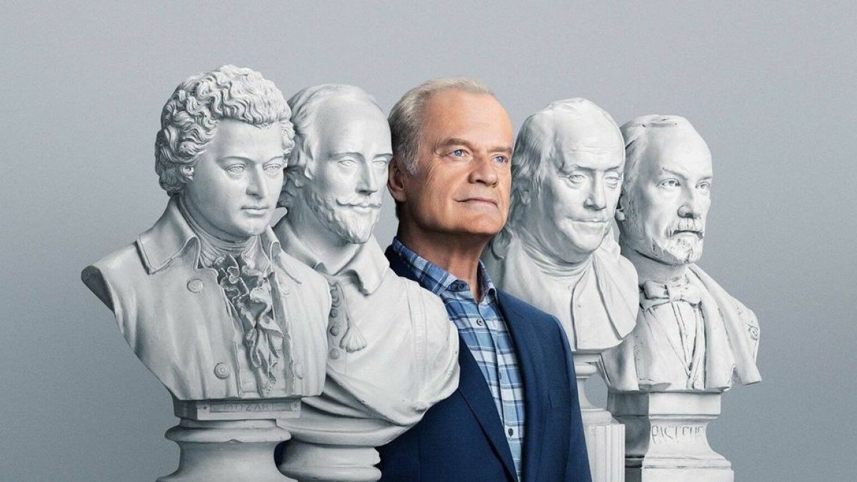 Al centre, l’icònic psiquiatre Frasier Crane (Kelsey Grammer).