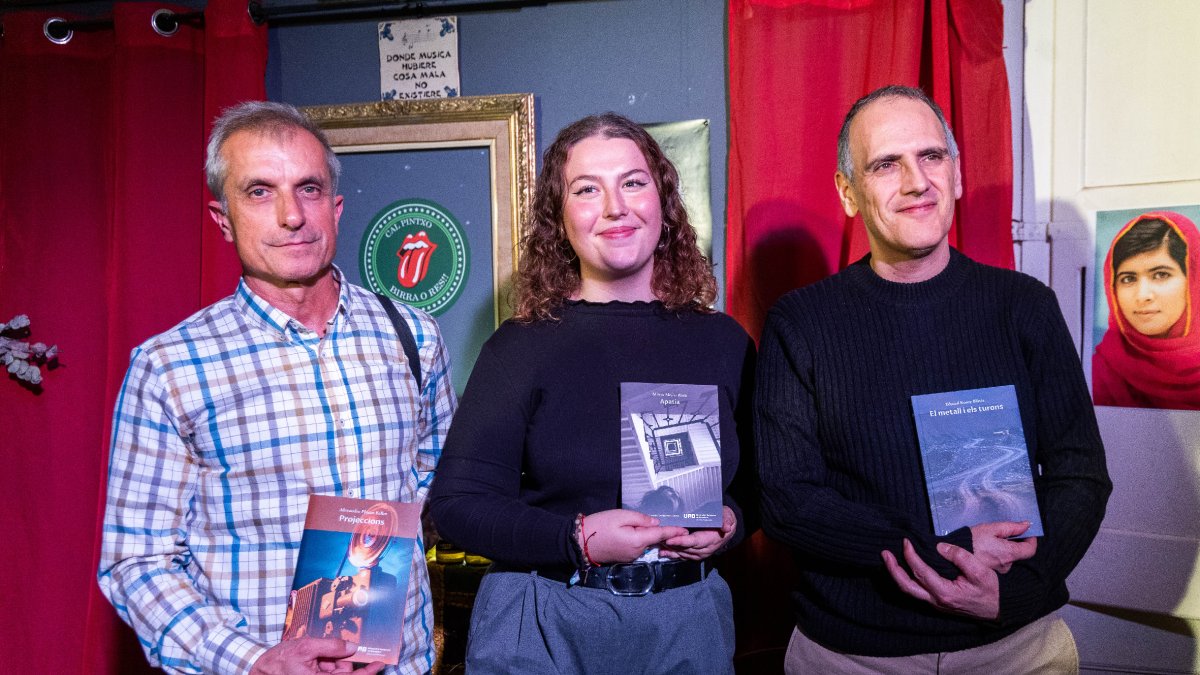 Alexandre Planas, Mireia Mejías i el lleidatà Eduard Roure, dimecres a Cerdanyola del Vallès.