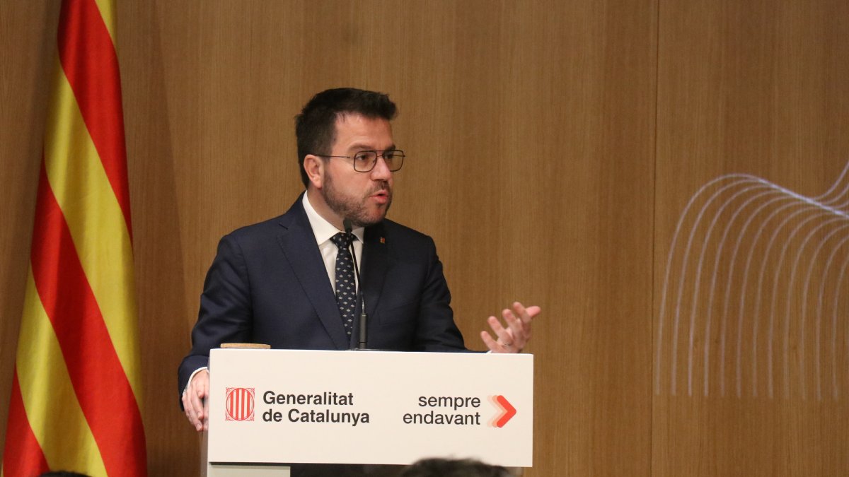 El president del Govern, Pere Aragonès, ahir en un acte a Barcelona.