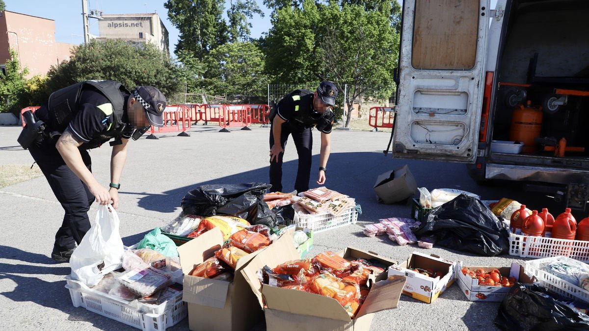 Agents que van escorcollar la furgoneta i hi van trobar grans quantitats de menjar sense refrigerar.