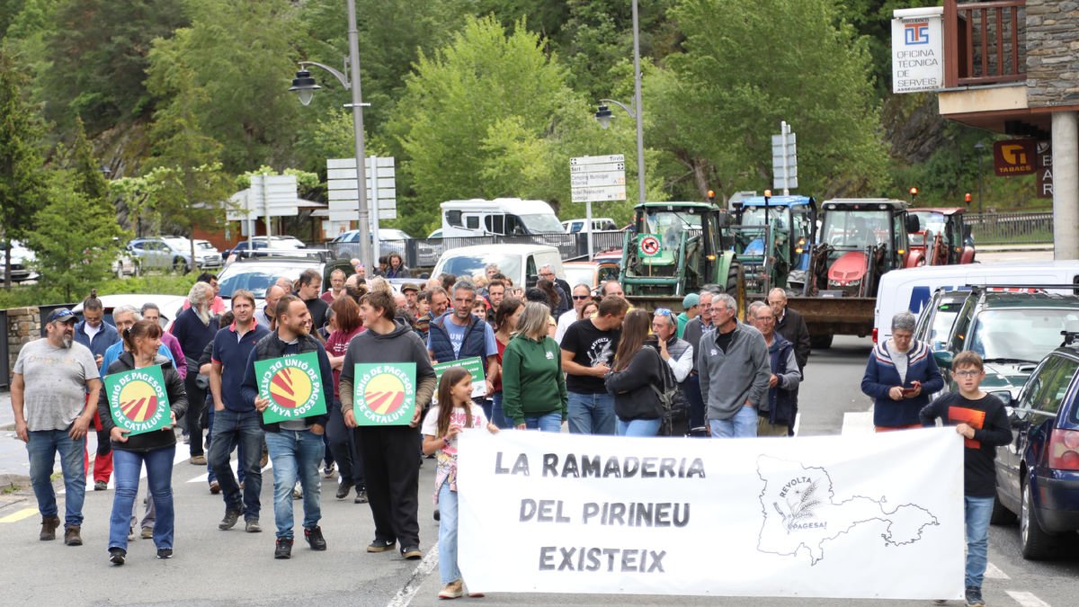 La manifestació convocada ahir per Unió de Pagesos (UP) a Llavorsí.
