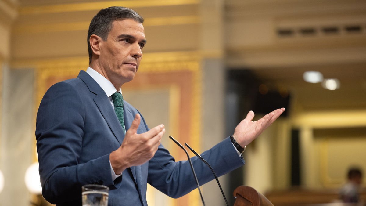 Pedro Sánchez, durant la seua intervenció ahir al Congrés dels Diputats.