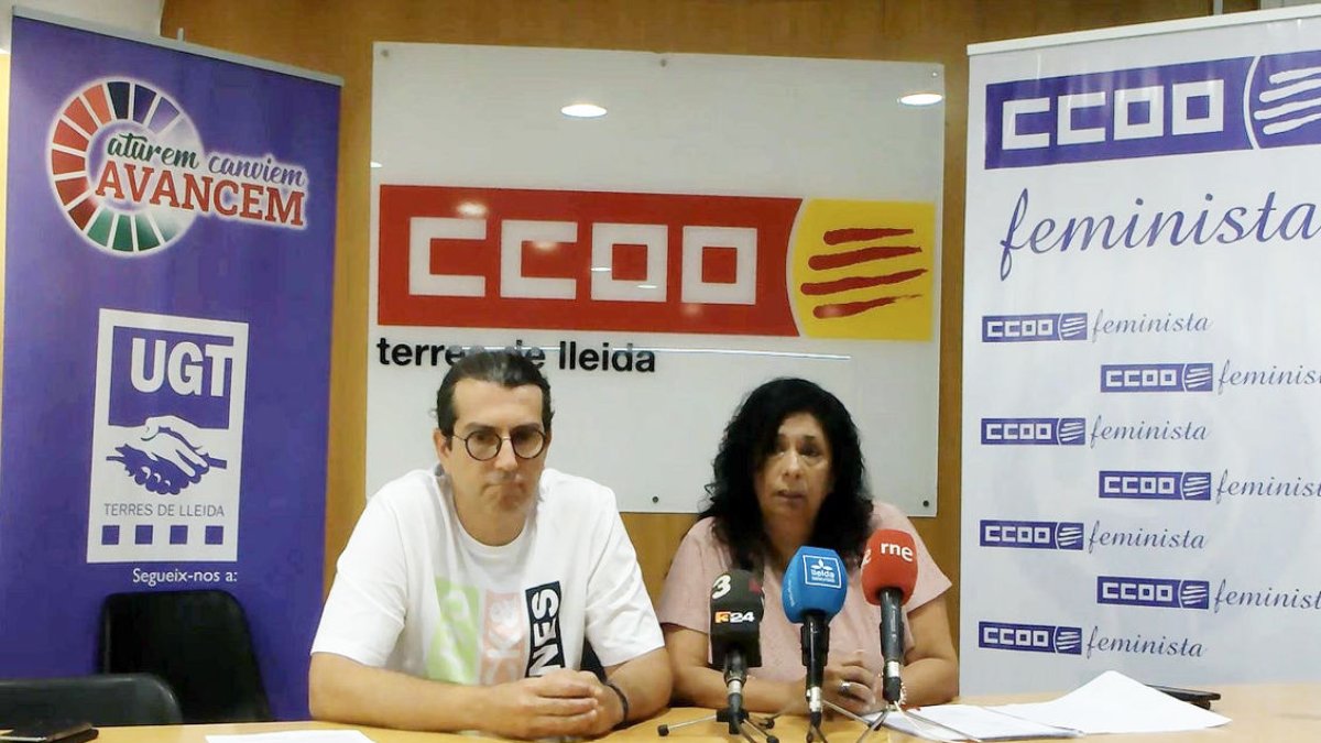 Ruiz i Clua, ahir a la seu de CCOO a Lleida.