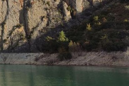Así se encuentra la zona de Finestres, en Canelles, tras la recuperación generalizada de los pantanos.
