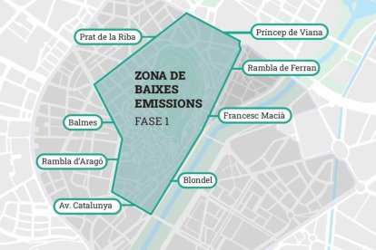 El mapa de la primera fase de la ZBE de Lleida.