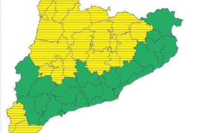 El mapa de perill meteorològic per a aquest diumenge a partir del migdia.